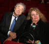 Pierre Perret et sa femme Rebecca - Représentation de la pièce de théâtre "Les Grandes Filles" au Théâtre Montparnasse en soutien à l'APREC