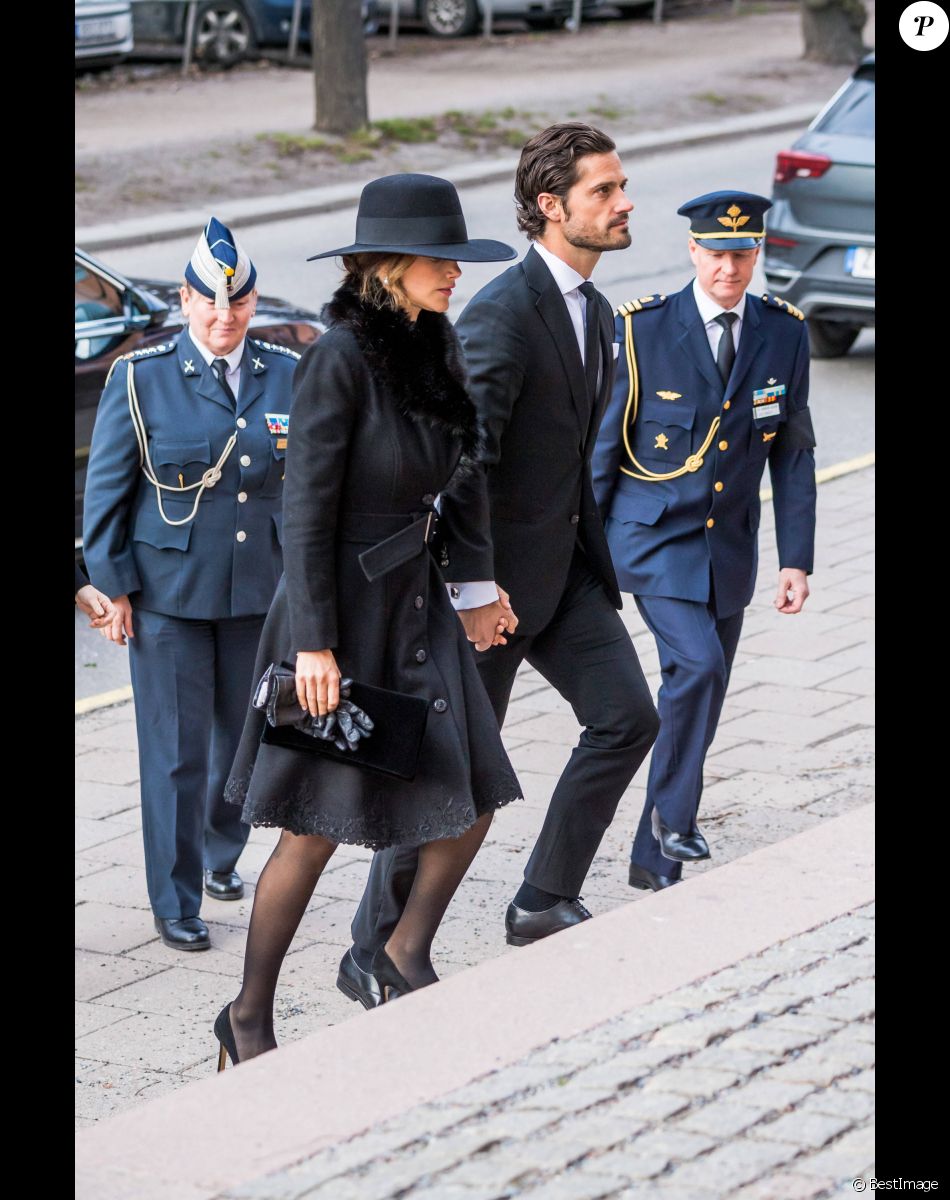 Le prince Carl Philip de Suède, la princesse Sofia (Hellqvist) - Obsèques de La comtesse de Wisborg, Dagmar von Arbin à L'église de Oscar à Stockholm le 4 février 2020.