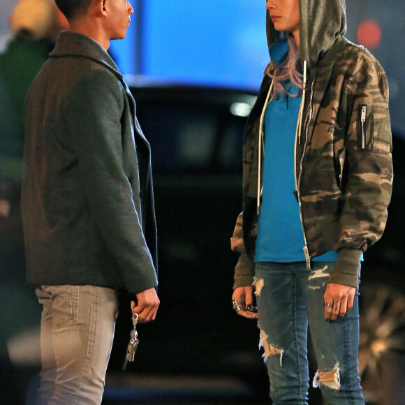 Exclusif - Cara Delevingne et Jaden Smith sur le tournage du film Life In a Year à Toronto, en mai 2017.