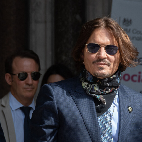 Johnny Depp à son arrivée à la cour royal de justice à Londres, pour le procès en diffamation contre le magazine The Sun Newspaper. Le 24 juillet 2020 © Cover Images / Zuma Press / Bestimage