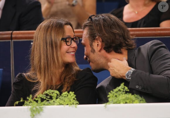 Sandrine Quetier et son nouveau compagnon Sébastien Goales assistent a l'Open Masters 1000 de Tennis Paris Bercy le 1er Novembre 2013.