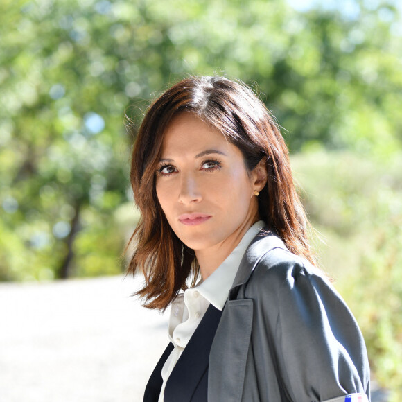 Fabienne Carat durant le premier jour de tournage de la nouvelle saison de la série télévisée diffusée sur TF1 "Section de Recherches", au Rouret. © Bruno Bebert / Bestimage