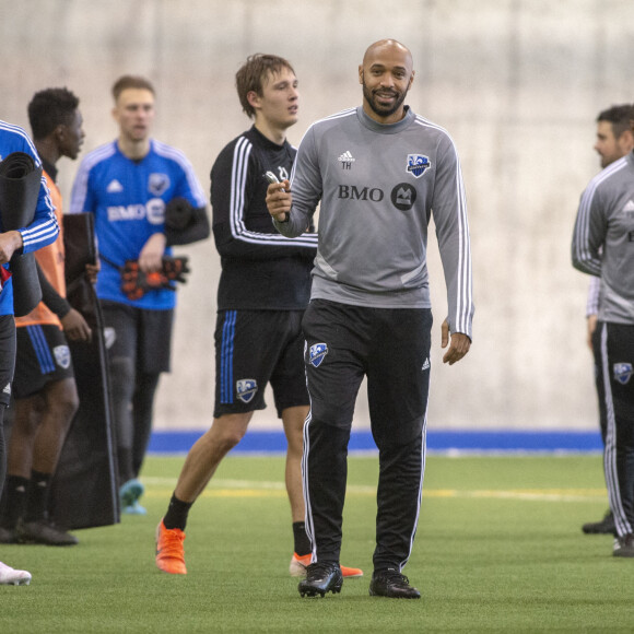 Thierry Henry à l'entraînement avec l'Impact Montréal le 14 janvier 2020.