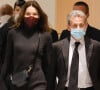 1er jour des plaidoiries de la défense - Nicolas Sarkozy arrive avec sa femme Carla Bruni Sarkozy procès des "écoutes téléphoniques" (affaire Bismuth) au tribunal de Paris.. © Christophe Clovis / Bestimage 