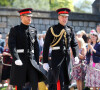 Les princes Harry et William arrivent à la chapelle St. George au château de Windsor - Mariage du prince Harry et de Meghan Markle au château de Windsor, Royaume Uni.
