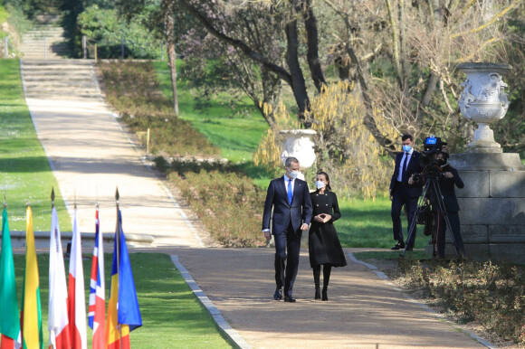 Le roi Felipe VI et la reine Letizia d'Espagne lors de la cérémonie européenne d'hommage aux victimes du terrorisme au Palais Royal à Madrid. Le 11 mars 2021