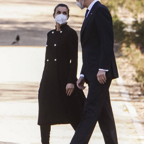 Le roi Felipe VI et la reine Letizia d'Espagne lors de la cérémonie européenne d'hommage aux victimes du terrorisme au Palais Royal à Madrid. Le 11 mars 2021