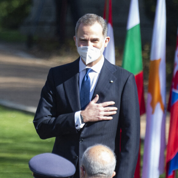 Le roi Felipe VI et la reine Letizia d'Espagne - Cérémonie européenne d'hommage aux victimes du terrorisme au Palais Royal à Madrid. Le 11 mars 2021