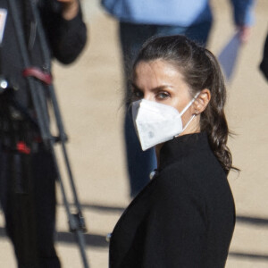 La reine Letizia d'Espagne - Cérémonie européenne d'hommage aux victimes du terrorisme au Palais Royal à Madrid. Le 11 mars 2021