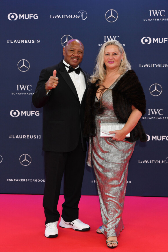 Marvin Hagler et sa femme Kay Guarrera - Les célébrités posent sur le tapis rouge lors de la soirée des "Laureus World sports Awards" à Monaco le 18 février, 2019