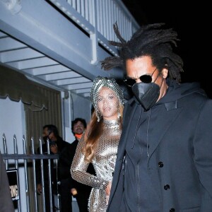 Beyoncé et Jay-Z quittent le restaurant Giorgio Baldi à Santa Monica, après les Grammy Awards. Le 15 mars 2021.