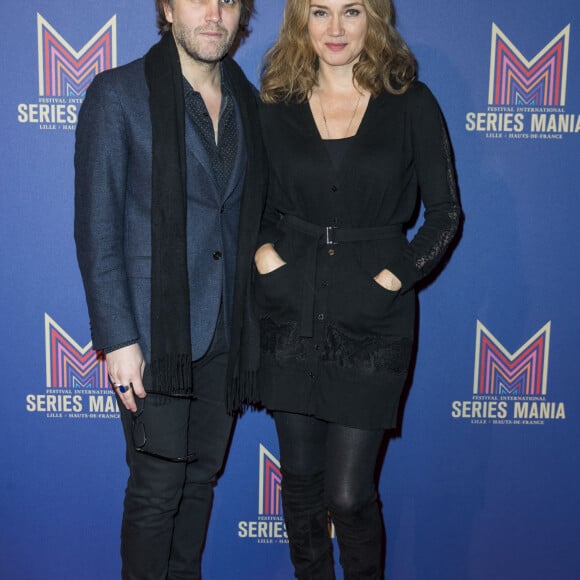 Exclusif - Florian Zeller et sa femme Marine Delterme - Photocall du dîner de gala Séries Mania à l'hôtel Salomon de Rothschild à Paris, France, le 30 janvier 2019. © Olivier Borde/Bestimage 