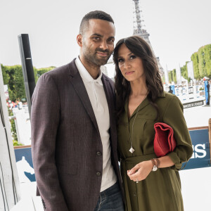 Exclusif - Tony Parker et Axelle Francine au Longines Paris Eiffel Jumping au Champ-de-Mars à Paris, le 5 juillet 2015.