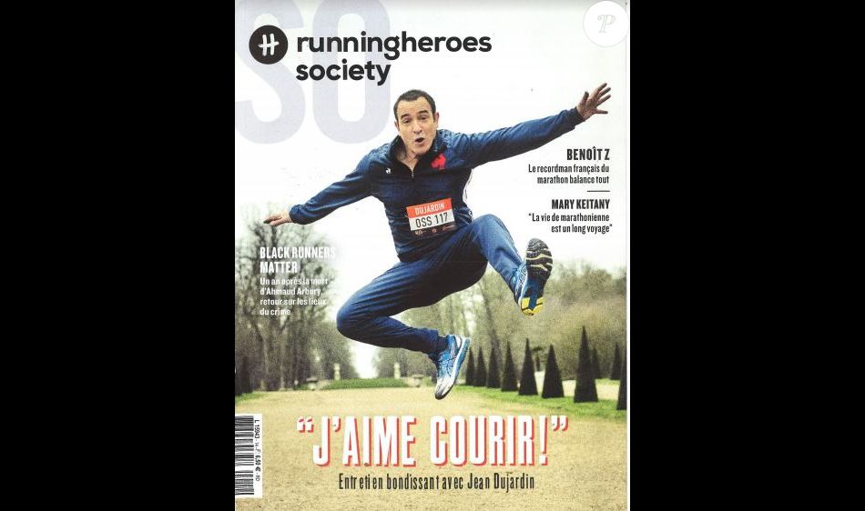 Jean Dujardin en couverture du magazine "Society" pour la version "running heroes".