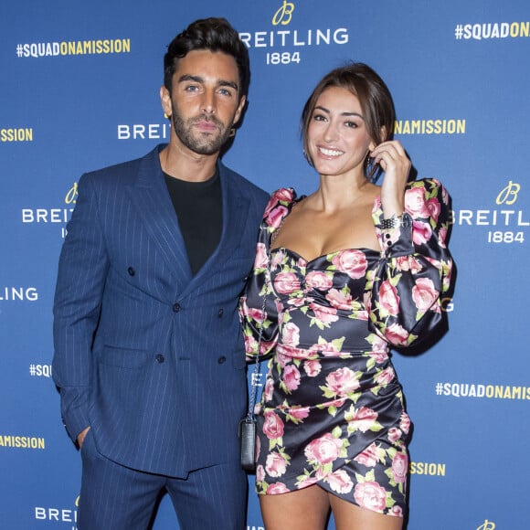 Valentin Léonard et sa compagne Rachel Legrain-Trapani lors de la soirée de réouverture de la boutique "Breitling", située rue de la Paix. © Olivier Borde/Bestimage