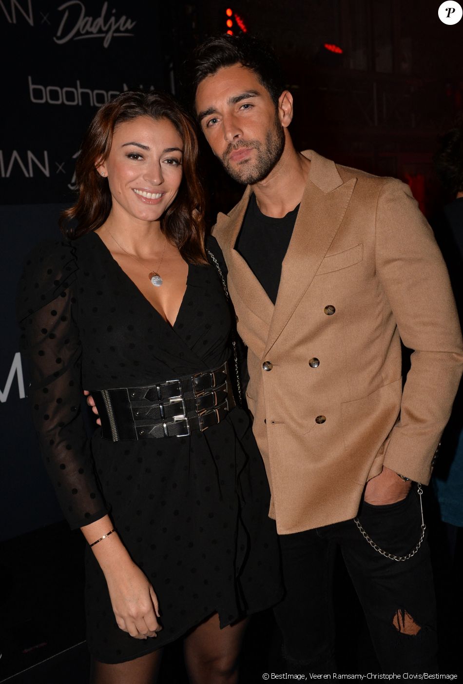 Rachel Legrain-Trapani et son compagnon Valentin Leonard - Soirée de lancement BoohooMan x Dadju à Paris, le 29 octobre 2019. © Veeren Ramsamy-Christophe Clovis/Bestimage
