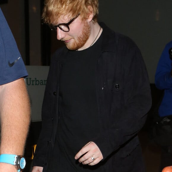 Exclusif - Ed Sheeran et sa femme Cherry Seaborn à la sortie du restaurant japonnais "The Araki" à Londres, Royaume Uni, le 6 août 2019.