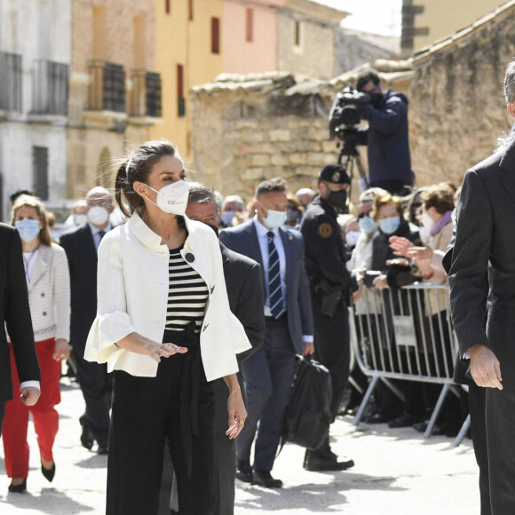 Le roi Felipe VI et la reine Letizia d'Espagne en visite à Fuendetodos, à l'occasion du 275ème anniversaire de la naissance du peintre espagnol Francisco de Goya. Le 29 mars 2021