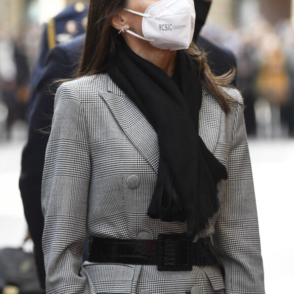 La reine Letizia d'Espagne visite l'école "Maria Moliner" lors de sa visite officielle en Andorre, le 26 mars 2021.