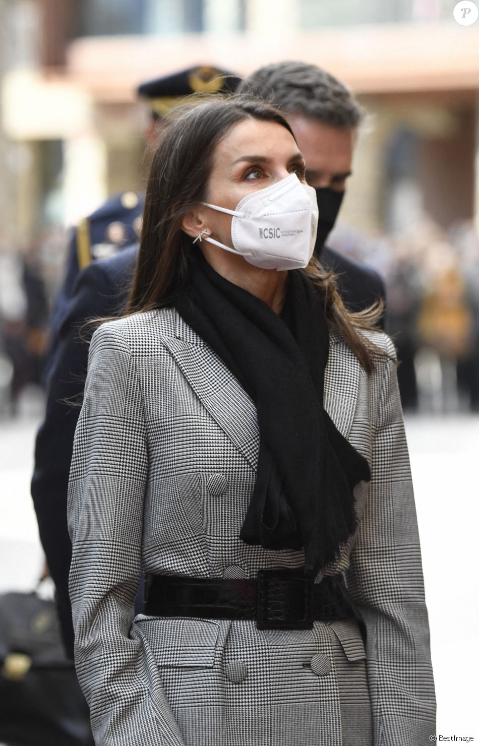 La reine Letizia d'Espagne visite l'école "Maria Moliner" lors de sa visite officielle en Andorre, le 26 mars 2021.