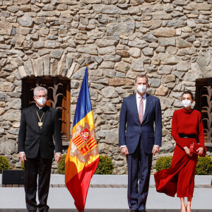 Le roi Felipe et la reine Letizia d'Espagne, en visite à Andorre-la-Vieille, le 25 mars 2021.
