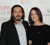 Moundir et sa femme Inès lors de l'opération " Coiffeurs Contre le Sida " édition 2014 à l'Académie L'Oréal Produits Professionnels à Paris