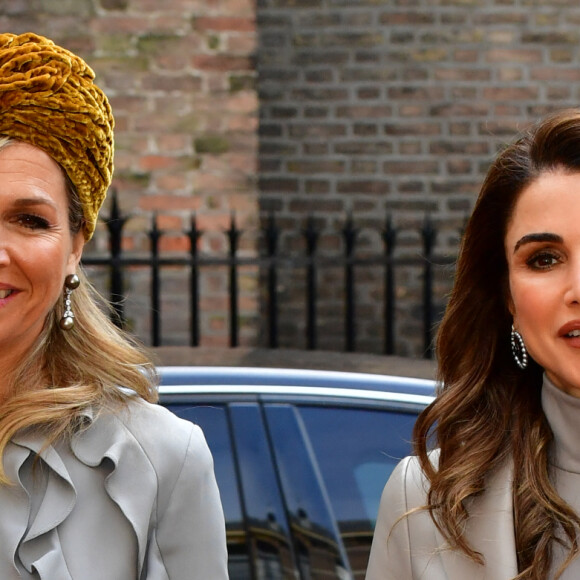 La reine Maxima des Pays-Bas et la reine Rania de Jordanie à La Haye le 21 mars 2018.