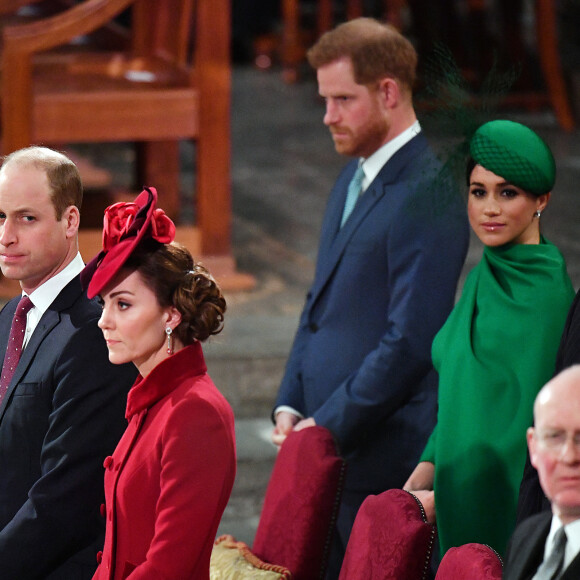 Le prince William, duc de Cambridge, et Catherine (Kate) Middleton, duchesse de Cambridge, Le prince Harry, duc de Sussex, Meghan Markle, duchesse de Sussex - La famille royale d'Angleterre lors de la cérémonie du Commonwealth en l'abbaye de Westminster à Londres le 9 mars 2020.