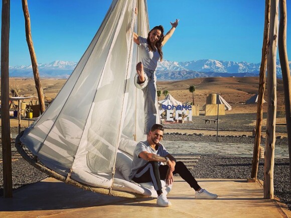 Rayane Bensetti à Marrakech avec Denista Ikonomova, pour son anniversaire. Le 18 janvier 2021.
