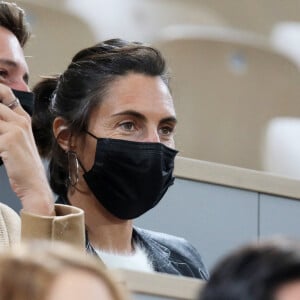 Exclusif  - Alessandra Sublet et son compagnon Jordan Deguen en tribune lors de la finale homme des internationaux de France de Roland Garros à Paris le 11 octobre 2020. © Dominique Jacovides / Bestimage