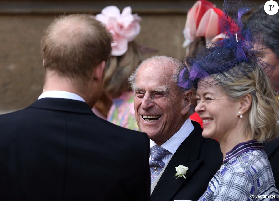 Le prince Philip, duc d'Edimbourg, le prince Harry - Mariage de Lady Gabriella Windsor avec Thomas Kingston dans la chapelle Saint-Georges du château de Windsor le 18 mai 2019.