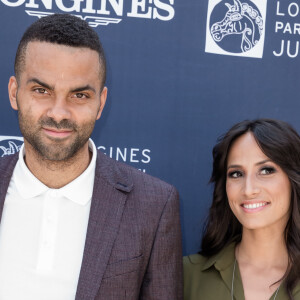 Exclusif - Tony Parker et Axelle Francine - People lors du Longines Paris Eiffel Jumping au Champ-de-Mars à Paris, le 5 juillet 2015.