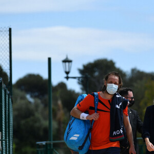 Lucas Pouille (Fra) et sa femme Clémence lors du tournoi de tennis Rolex Monte Carlo Masters 2021 à Monaco, le 13 avril 2021. © Antoine Couvercelle/Panoramic/Bestimage