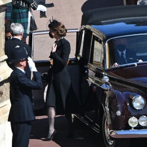 Arrivées aux funérailles du prince Philip, duc d'Edimbourg à la chapelle Saint-Georges du château de Windsor, le 17 avril 2021. 