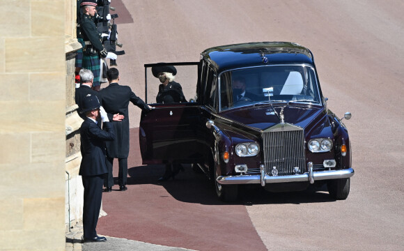 Arrivées aux funérailles du prince Philip, duc d'Edimbourg à la chapelle Saint-Georges du château de Windsor, le 17 avril 2021. 