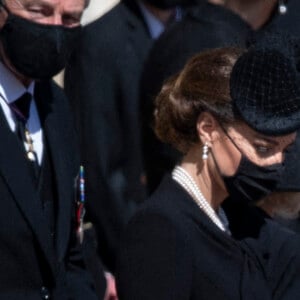 Catherine Kate Middleton, la duchesse de Cambridge - Arrivées aux funérailles du prince Philip, duc d'Edimbourg à la chapelle Saint-Georges du château de Windsor, le 17 avril 2021. 