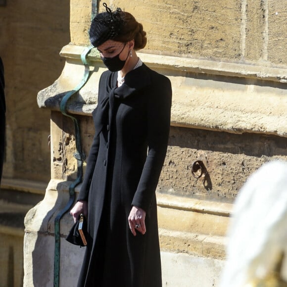 Catherine Kate Middleton, la duchesse de Cambridge - Arrivées aux funérailles du prince Philip, duc d'Edimbourg à la chapelle Saint-Georges du château de Windsor, le 17 avril 2021. 