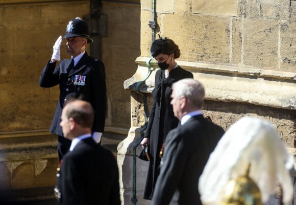Catherine Kate Middleton, la duchesse de Cambridge - Arrivées aux funérailles du prince Philip, duc d'Edimbourg à la chapelle Saint-Georges du château de Windsor, le 17 avril 2021. 