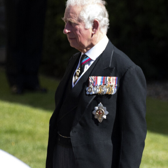 Le prince Charles, prince de Galles - Arrivées aux funérailles du prince Philip, duc d'Edimbourg à la chapelle Saint-Georges du château de Windsor, le 17 avril 2021. 