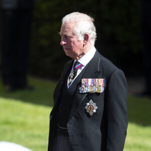 Le prince Charles, prince de Galles - Arrivées aux funérailles du prince Philip, duc d'Edimbourg à la chapelle Saint-Georges du château de Windsor, le 17 avril 2021. 