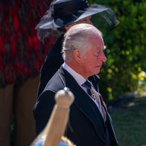 Le prince Charles, prince de Galles, la princesse Anne - Arrivées aux funérailles du prince Philip, duc d'Edimbourg à la chapelle Saint-Georges du château de Windsor, le 17 avril 2021. 
