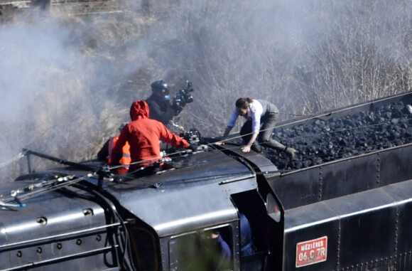 Hayley Atwell tourne une scène du film "Mission Impossible 7" dans le comté du Yorkshire, en Angleterre. Le 21 avril 2021.