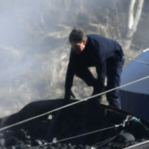 Tom Cruise tourne une scène du film "Mission Impossible 7" dans le comté du Yorkshire, en Angleterre. Le 21 avril 2021.