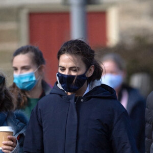 Tom Cruise et Hayley Atwell sur le tournage d'une scène du film "Mission Impossible 7" dans le comté du Yorkshire, en Angleterre. Le 21 avril 2021.