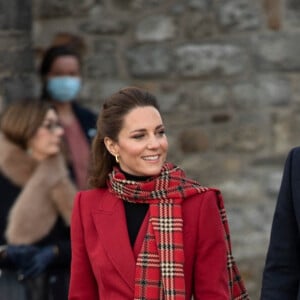 Le prince William et Catherine Kate Middleton rencontrent des étudiants au chateau de Cardiff pour évoquer leur ressenti sur le confinement, le 8 décembre 2020.