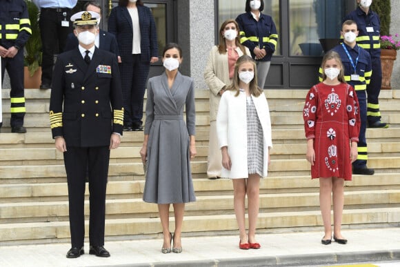 Le roi Felipe VI d'Espagne, la reine Letizia d'Espagne, La princesse Leonor et L'infante Sofia d'Espagne - La famille royale d'Espagne assiste au lancement du sous-marin S-81 'Isaac Peral' à Carthagène, Espagne, le 22 avril 2021.