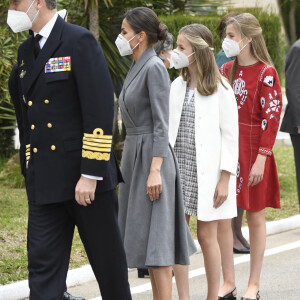 Le roi Felipe VI d'Espagne, la reine Letizia d'Espagne, La princesse Leonor et L'infante Sofia d'Espagne - La famille royale d'Espagne assiste au lancement du sous-marin S-81 'Isaac Peral' à Carthagène, Espagne, le 22 avril 2021.