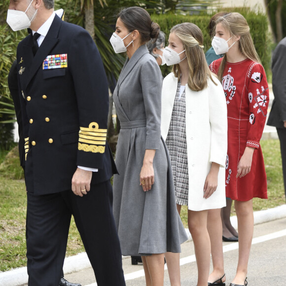 Le roi Felipe VI d'Espagne, la reine Letizia d'Espagne, La princesse Leonor et L'infante Sofia d'Espagne - La famille royale d'Espagne assiste au lancement du sous-marin S-81 'Isaac Peral' à Carthagène, Espagne, le 22 avril 2021.