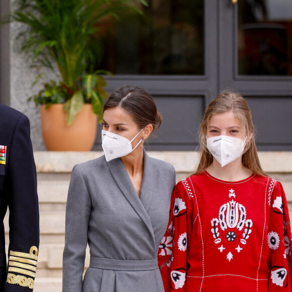 Le roi Felipe VI d'Espagne, la reine Letizia d'Espagne, La princesse Leonor et L'infante Sofia d'Espagne - La famille royale d'Espagne assiste au lancement du sous-marin S-81 'Isaac Peral' à Carthagène, Espagne, le 22 avril 2021.