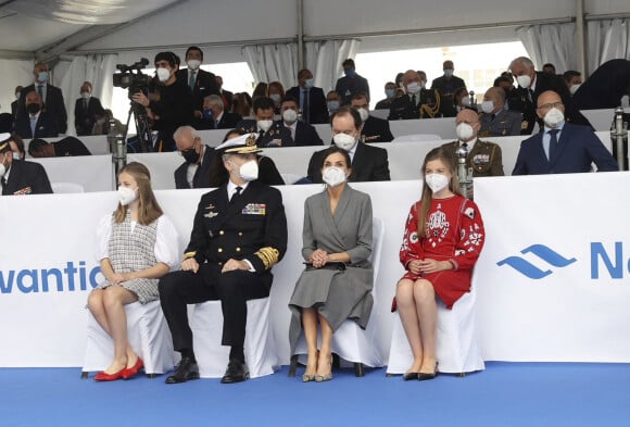 Le roi Felipe VI d'Espagne, la reine Letizia d'Espagne, La princesse Leonor et L'infante Sofia d'Espagne - La famille royale d'Espagne assiste au lancement du sous-marin S-81 'Isaac Peral' à Carthagène, Espagne, le 22 avril 2021.